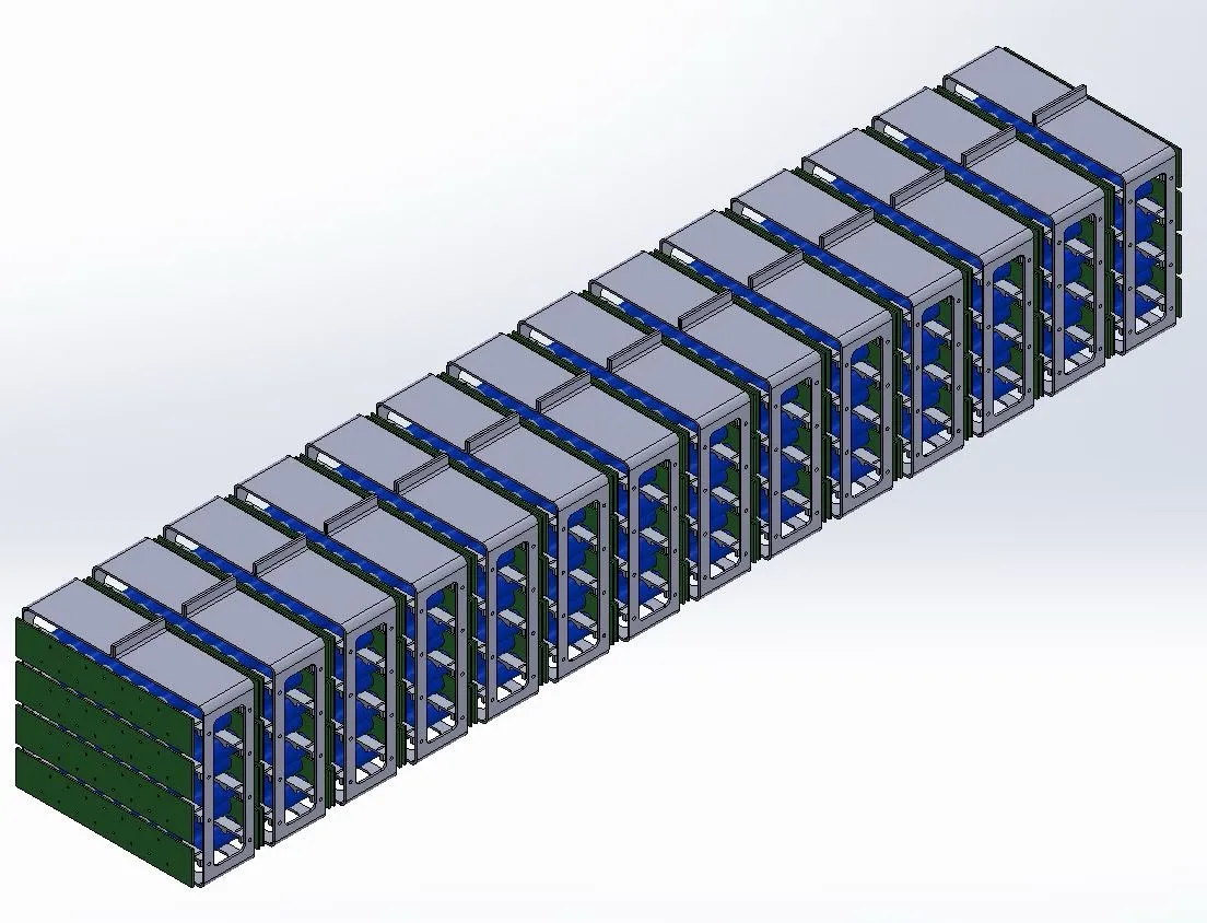 Modello CAD del pacco batterie completo ad architettura modulare
