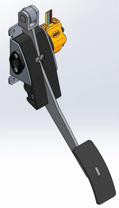 Modello CAD di una pedaliera automotive con sensore di posizione